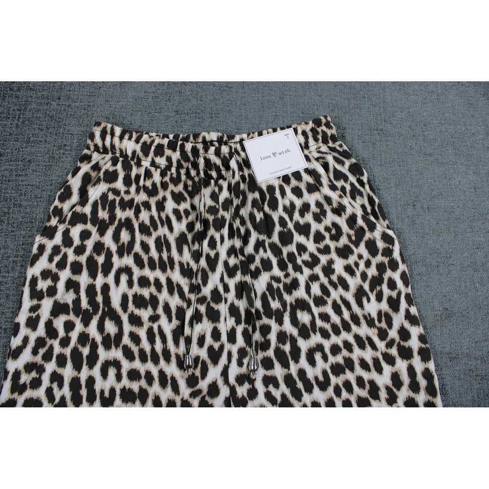 LoveWish Leopard Print Wide Leg Elastic Waist Drawstring Pants Animal Print